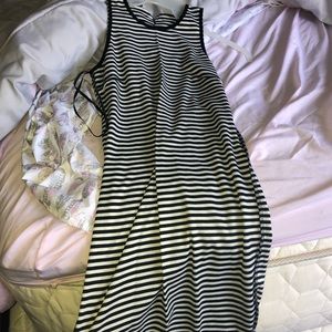 white and black stripped dress